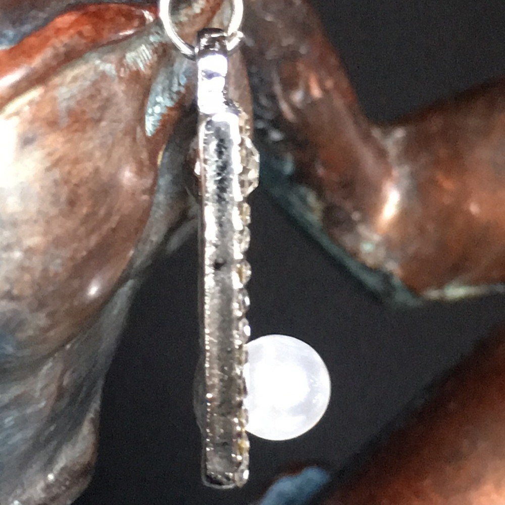 Pearl & CZ Rectangular Necklace - Picture 14 of 16
